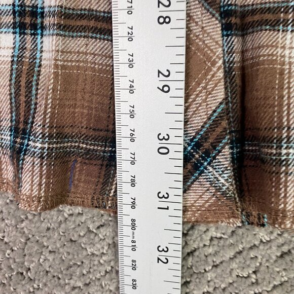 Vintage Wrangler Pearl Snap Flannel Shirt Men's XL Brown Check Plaid Wester - Picture 8 of 11